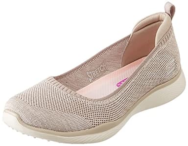 SKECHERS Women's Microburst 2.0 BE Iconic Sneaker, Taupe Stretch Fit Knit Skimmer, 6 UK