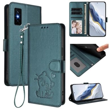Jiajihua Cover Compatible with Infinix GT 30 Pro Lanyard【Flip Stand Card Holder Wallet Magnetic Clasp Phone Case】 Green