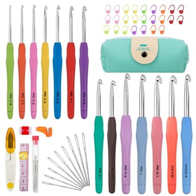 53 Pack Crochet Hooks Set, 14 Sizes Crotchets Hooks, Crochet Kits for Beginners Adults, Knitting Kit with Aluminum Crochet Needles, Crochet Hook Case Ergonomic Grip for Arthritic Hands Crochet Tools