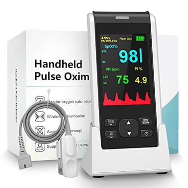 Oxygen Monitor Finger Adults, HOLFENRY Handheld Pulse Oximeter Oxygen Machine with Alarm/Oxygen Saturation Monitor CE Approved UK, Free APP Tracking SpO2, Heart Rate and PI