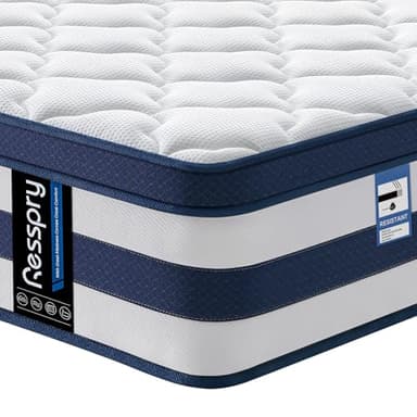 Resspry Super King Mattress 6FT, 12 Inch Memory Foam Sprung Hybrid Mattress, 9-Zone Personalized Support for All Sleepers, Medium Firm Puffy Collection, 100 Night Home Trial