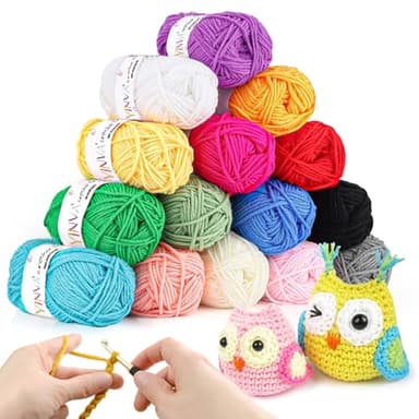YINVA Crochet Yarn Acrylic Yarn Knitting Wool 15Pcs x 25g Crochet Wool Crochet Kits for Beginners Adults Wool for Crochet Knitting and Crafts Multi-Color