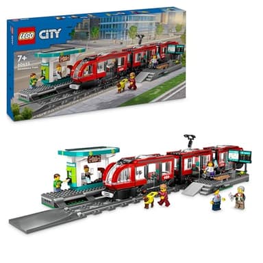 LEGO City Downtown Tram and Station Vehicle Building Toy Set for 7 Plus Year Old Kids, Boys & Girls, with 6 Minifigures and a Guide Dog Figure for Role Play, Birthday Gift Idea, 60423
