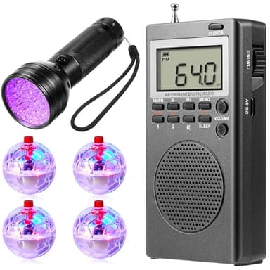 Dunzy 6 Pcs Ghost Hunting Equipment Kit Includes 1 Ghost Hunting Box, 4 Light up Cat Balls (Include Battery), 1 Black UV Flashlight for Ghost Hunting(Stylish)