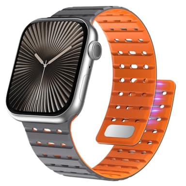 Bouixel Magnetic Strap Compatible with Apple Watch Ultra 2 Straps 49mm 46mm 45mm 44mm 42mm for Men Women, Sport Anti Sweat Breathable Wide Soft Silicone Band for iWatch Ultra Series SE 10 9 8 7 6 5 4