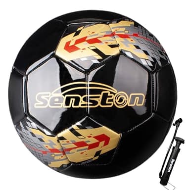 Senston Football Training Ball Size 5 Official Match Soccer Ball Futsal Black Football(Black)