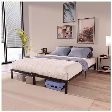 Dreamzie - Double Bed Frames Metal 135 x 190 with Storage 35 cm - Sturdy and 20min Easy Assembly Bed Frames - Large Storage