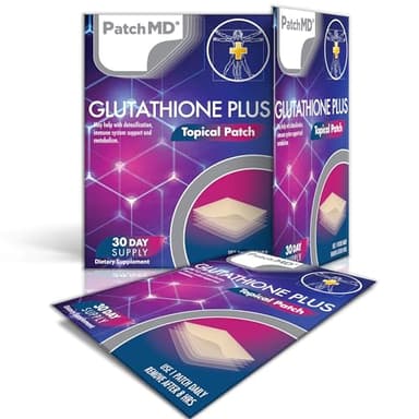 PatchMD Glutathione Plus™ 30 Daily Topical Patches. 100% Natural & Vegan. Allergy & Filler Free. High Absorption and More bioavailable. Suitable for Sensitive stomachs & bariatric.