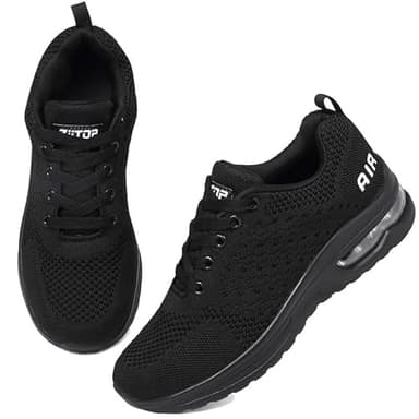 Trainers Mens Running Shoes Air Cushion Sports Shoes Casual Walking Sneakers Fashion Lightweight Breathable Athletic Sneakers Tennis Workout Gym Jogging Trainers Black