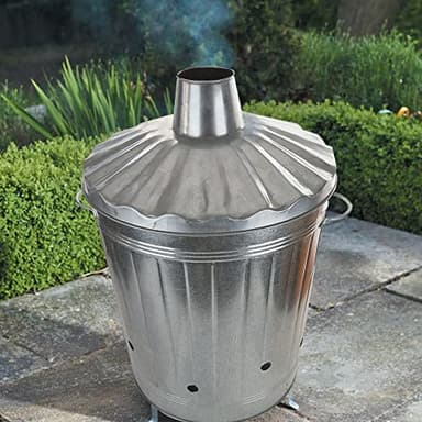 STORM TRADING GROUP 90 Litre Heavy Duty Extra Large Galvanised Metal Incinerator Fire Burning Bin with Special Lid & Riveted Handles (2)