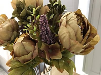 Best Artificial 50cm Vintage Silk Flower Peony Spray Bouquet Wedding Home Decoration Arrangement (Coffee)