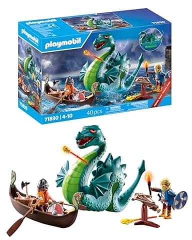 Playmobil | Viking with Sea Monster | Educational Toy for Ages 4+ | Imaginative Playset | Dragon Figure & Viking Ship | Creativity-Boosting Toy | 71830
