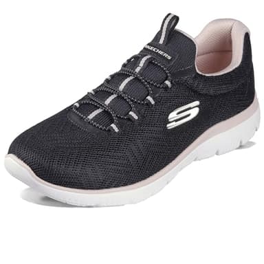 Skechers Womens Summits Artistry Chic Sneaker, Black Mesh Light Pink Trim, 5 UK