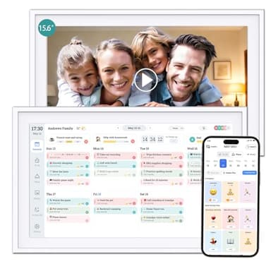 Ascrecem Digital Calendar 15.6 inch Smart Electronic Calendar for Family Chore Chart Cooking Plan HD Touchscreen with Digital Picture Frame Function Instantly Share Photos and Videos