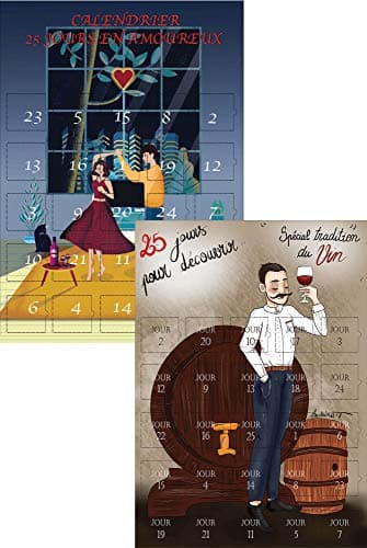 Christmas Advent Calendar x 2 Adults and Couples – Wine and Couple Life – Christmas Adult Men Women – Calendars Before Christmas 25 Days