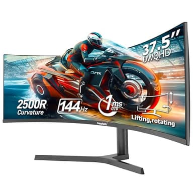 38 Inch Curved Gaming Monitor, 1500R PC Screen 144hz UWQHD 3840x1600, Curved Screen Computer Display with FreeSync & Eye-Care Technology, DP, HDMI