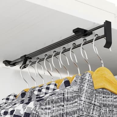 Pull out Clothes Rail,Pull out Hanger Rail Length 9.8-17.7 Inches Adjustable,Telescopic Clothes Rail Save Storage Space,for Storing Clothes and Trousers in Wardrobes and Storage Areas (13.7 Inches)
