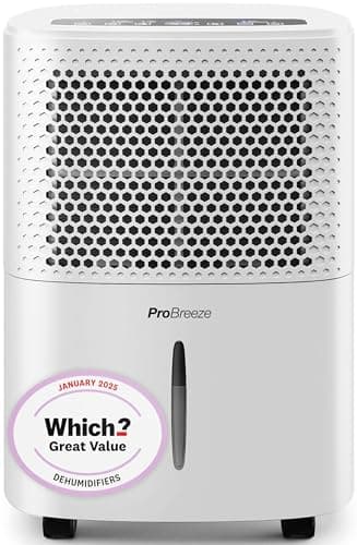 Pro Breeze® 12L/Day Dehumidifier with Automatic Humidity Sensor & Display, Sleep Mode, 24-hour Timer, Laundry Drying, Large Tank - WHICH? BEST BUY DEHUMIDIFIER AWARD