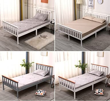 AVC Designs Single Pine Bed Frame 3ft White Wooden Shaker Style Modern Adults Teenagers Childrens Kids Bedroom Furniture White