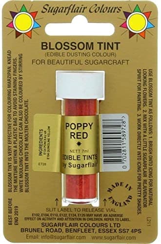 Sugarcraft Sugarflair Colour Blossom Tint Powder Dust Poppy Red 7ml