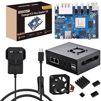 GeeekPi Orange Pi 5 Plus 16GB LPDDR4/4x Rockchip RK3588 8-Core 64-Bit Single Board Computer with eMMC Socket,OPi 5 Plus Metal Case,5V 3.6A PSU,40mm Fan,4pcs Aluminum Heatsinks for Orange Pi 5 Plus