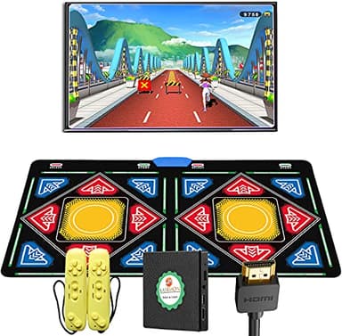 KAXIMON Kids Dance Mat, Double Dance Mat for TV with HDMI Port, Equipped with Wireless Receiver, Plug and Play, Support to Add Your Own Songs