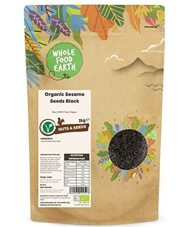 Wholefood Earth Organic Sesame Seeds Black 2kg Raw | GMO Free | Vegan | Certified Organic