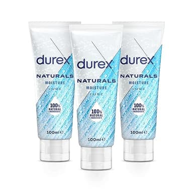 Durex Naturals Moisture Lube, Water Based, 100ml each (3 Pack, 300ml), Smooth Texture, Condom and Toy Compatible