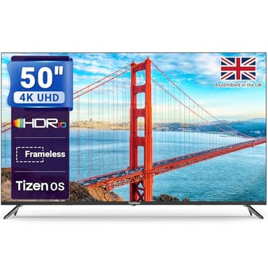 TeeView 50 inch 4K Ultra HD UHD, HDR10 Smart TV Tizen OS with Freeview Play, BBC iPlayer, Netflix, Disney+, Prime Video, Gaming Hub Dolby Audio, Made in the UK