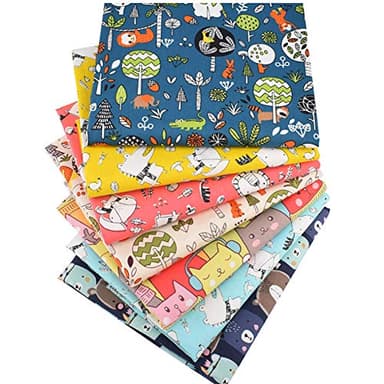 MIDUOLE Fat Quarters Fabric Bundles, 7 Pcs 100% Cotton 19.69” x 19.69” (50cmx50cm) Precut Quilting Fabric Squares Sheets for DIY Patchwork Sewing Quilting Crafting, No Repeat Design Cat Pattern.