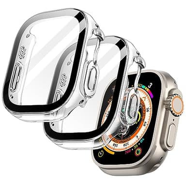 JETech Case with Screen Protector for Apple Watch Ultra 2/1 49mm, Overall Protective Cover, Built-in Tempered Glass Film High Sensitivity, 2 Pack (Clear)