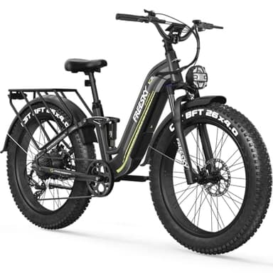 FREESKY Wildcat Electric Bike 170KM Long Range e Bike 48V 25A Battery Pedal Assist Ebike 26" Fat Tyre Full Suspension Electric Dirt Bike for Adult Menwith Throttle, Powerful Motor for Commute Mountain