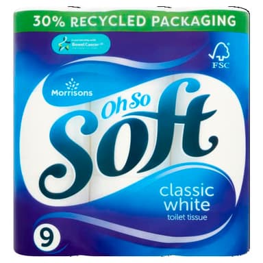 Morrisons Toilet Tissue Rolls, Pack of 9, White