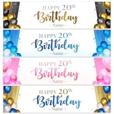 Personalised Happy Birthday Banner 3ft x 1ft Custom Name Age 16th 18th 21st 30th 40th 50th 60th Poster Kids Party Gift Banner Decoration Printed Backdrop