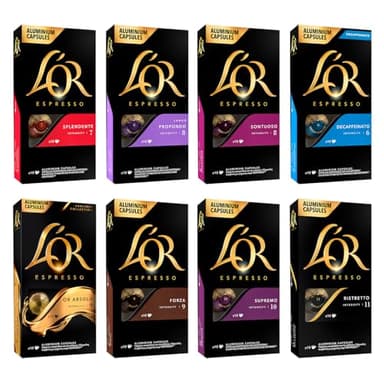 L'OR Favourites Assortment - Nespresso Compatible Coffee Pods (Pack of 8, Total 80 Drinks)