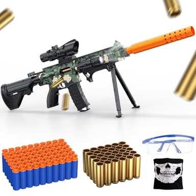 Toy Gun with Shell Ejecting, Toy Foam Blasters Guns with Soft Bullets 2 Magazines, Scope, Toys for Outdoor Activity, Tactical Face Towel, JungleClaw Theme