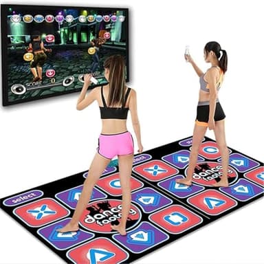 Dance Mat for Adults & Kids, Double User Dance Pad Game with Wireless Controller for TV, Plug and Play Electronic Dance Mats with 200 In Music 60 Sensory Games, Exercise Dancing Mat for Family Games