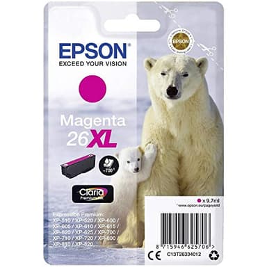 Epson 26XL Polar Bear Magenta High Yield Genuine, Claria Premium Ink Cartridge