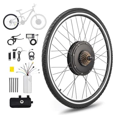 Viribus Electric Bike Conversion Kit, 28'' 1000W eBike Hub Motor Set, Direct Drive Rear Wheel for 48V Battery E-Bike, Easy Upgrade to 5 Speed Assist LCD Panel and Tyre, Black & Silver