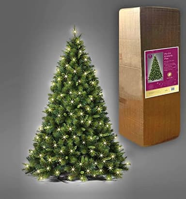SHATCHI 4Ft-8Ft Pre-Lit Kentucky Pine Luxurious Artificial Green Christmas Tree Bushy Xmas Holiday Home Decoration With Long life Energy Saving Warm White LED Lights Last Up To 50,000 hrs, PVC, 7Ft