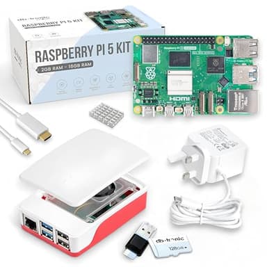 Raspberry Pi 5 Starter Kit | 128GB Edition | Official 27W Power Supply | Official Case with Fan | 1m 4K Micro HDMI Cable | Aluminum Heatsink