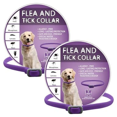 2 Pack Dog Collars, 65cm Soft Silicone Collar for Dogs, Adjustable & Waterproof Dog Collar Dog, With 8 Months of Protection, Purple
