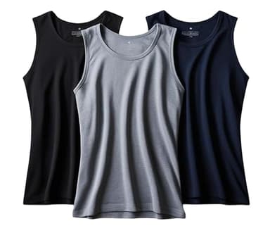 reshmena® 3 Men's Classic Tank Top Vest Multipack - Sleeveless Plain Undershirts Outdoor Summer Top Everyday Athletic wear Vest BNG, XL