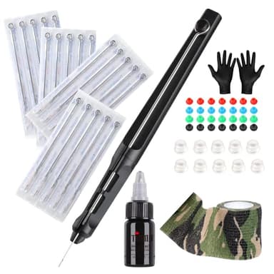 STIGMA Hand Poke and Stick Tattoo Kit, Stick and Poke Pen kit Aluminum Alloy Hand Poke Pen with 20 Pcs Tattoo Needles, DIY Tattoo Supply for Tattoo Lover GK801TN01-2, 1.0 count