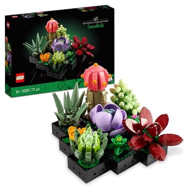LEGO Botanicals Succulents - Build 9 Small Artificial Plants - Home or Office Desk Décor Building Set For Adults - Housewarming Gifts for Women & Men - 10309