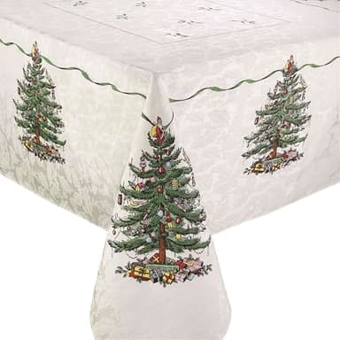 Avanti Linens Spode - Tablecloth, Holiday Kitchen Accessories, Holiday Home Decor (Spode Christmas Tree Collection, 60" x 120")