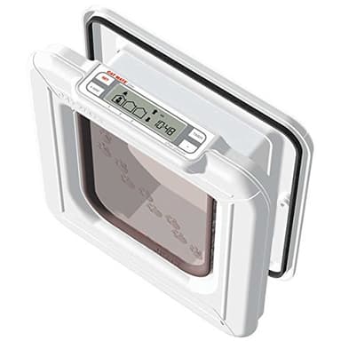 Cat Mate Elite I.D Disc Cat Flap with Timer Control White (305 W) Not Microchip Compatible,10.50 x 3.50 x 9.75