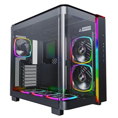 Montech KING 95 PRO Black Mid Tower Dual Chamber Case with 6 ARGB Fand with 10 Port ARGB HUB