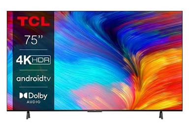 TCL 75P639K 75-inch 4K Smart TV, Ultra HD, Powered by Android , Bezeless design (Freeview Play, Game Master, Dolby Audio, HDR 10 compatible with Google assistant & Alexa)