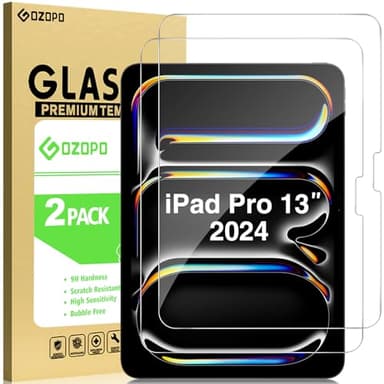GOZOPO [2-Pack Screen Protector for iPad Pro 13-Inch M4 (2024), 9H Tempered Glass Film for iPad Pro 13" 2024